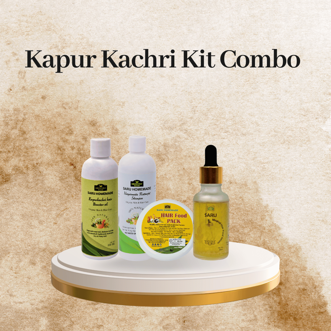 Kapur Kachri Kit Combo -  Kapurkachri hair booster oil-100ml | Nagarmota Ratanjot shampoo-200ml |Hair food pack-100gm | Magical Hair food Serum-30ml.